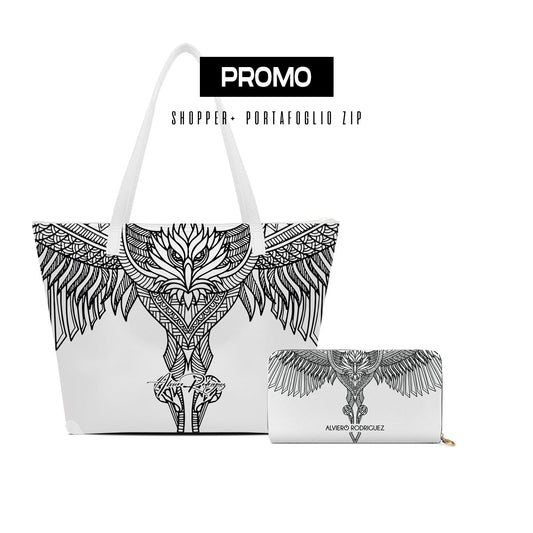 Promo Maxi Shopper + Portafoglio Zip Bianco Gufo