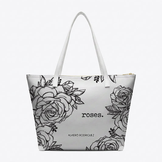SHOPPER MAXI BIANCA ROSES BLACK
