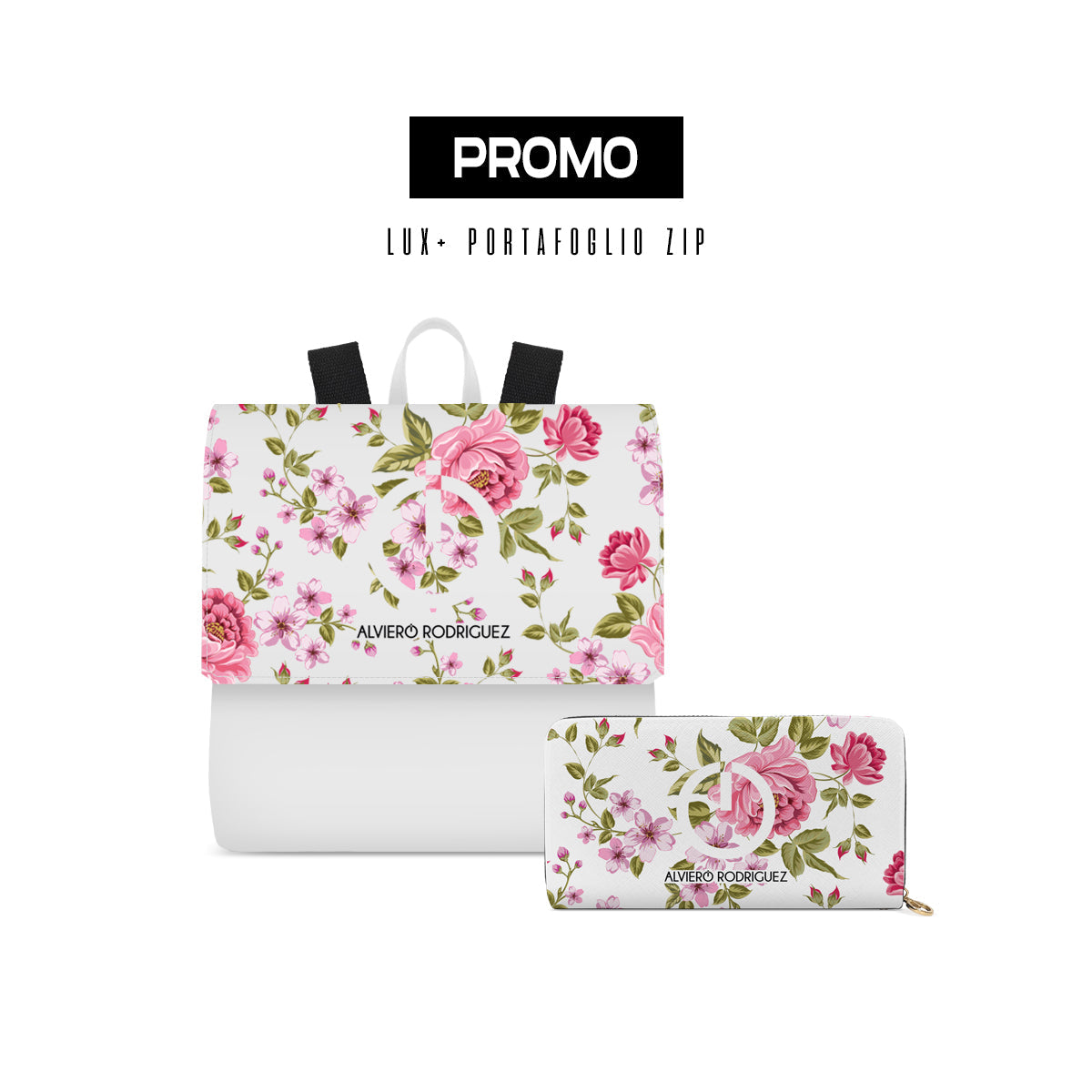 Promo Zainetto Lux + Portafoglio Zip Bianco Signed Flowers