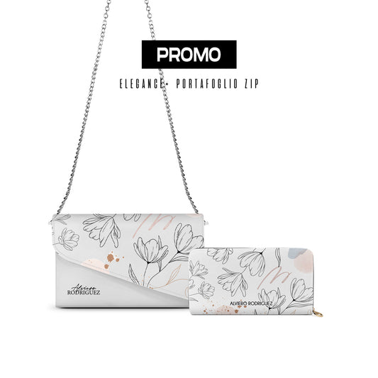 Promo Elegance + Portafoglio Zip Bianco Art of Flowers