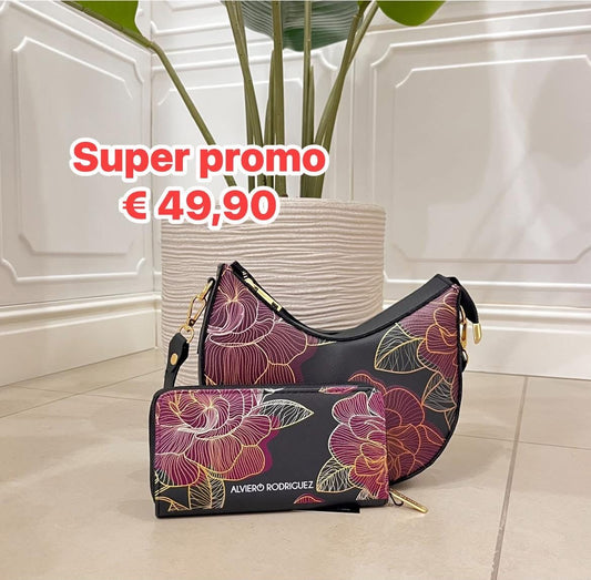 Promo bella con portafoglio zip Royal roses