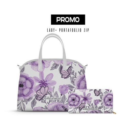 Promo Lady + Portafoglio Zip Bianco Butterfly Violet