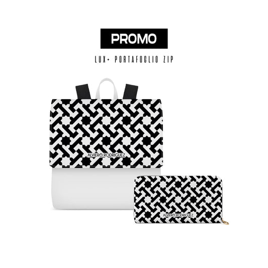 Promo Zainetto Lux + Portafoglio Zip Bianco Essential Line Black