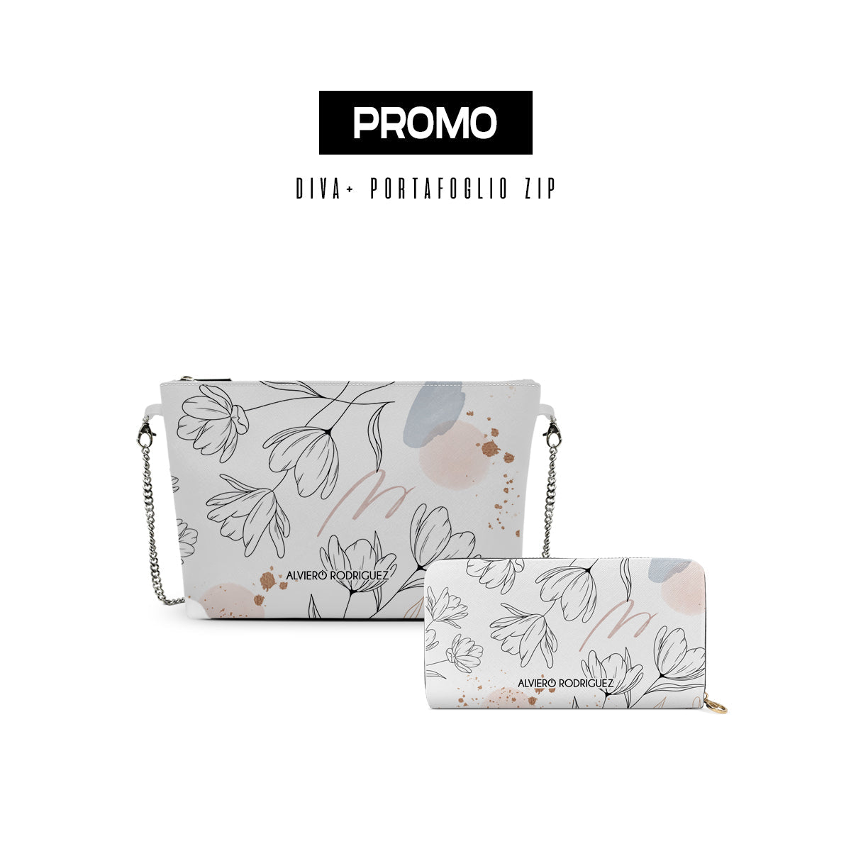 Promo diva + Portafoglio Zip Bianco Art of Flowers