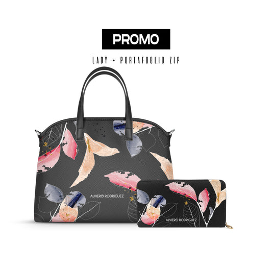 Promo Lady + Portafoglio Zip Brush Leaft