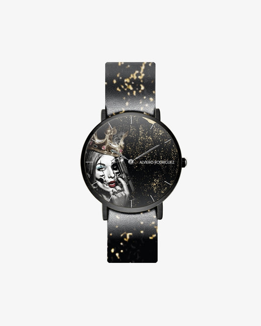 OROLOGIO NERO QUEEN AND GUN