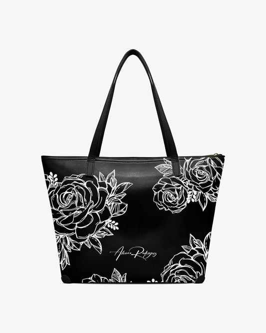 SHOPPER MAXI ROSES WHITE